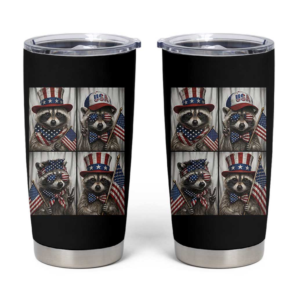Funny Patriotic Raccoon Selfie Tumbler Cup USA Flag Red White And Blue Graphic