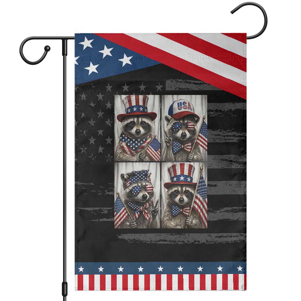 Funny Patriotic Raccoon Selfie Patriotic Garden Flag USA Flag Red White And Blue Graphic