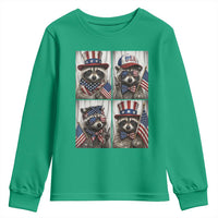 Funny Patriotic Raccoon Selfie Youth Sweatshirt USA Flag Red White And Blue Graphic