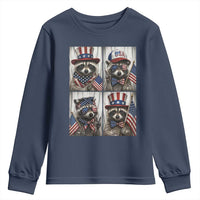 Funny Patriotic Raccoon Selfie Youth Sweatshirt USA Flag Red White And Blue Graphic