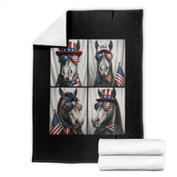 Patriotic Horse Selfie Squad Throw Blanket USA Flag Red White And Blue Graphic