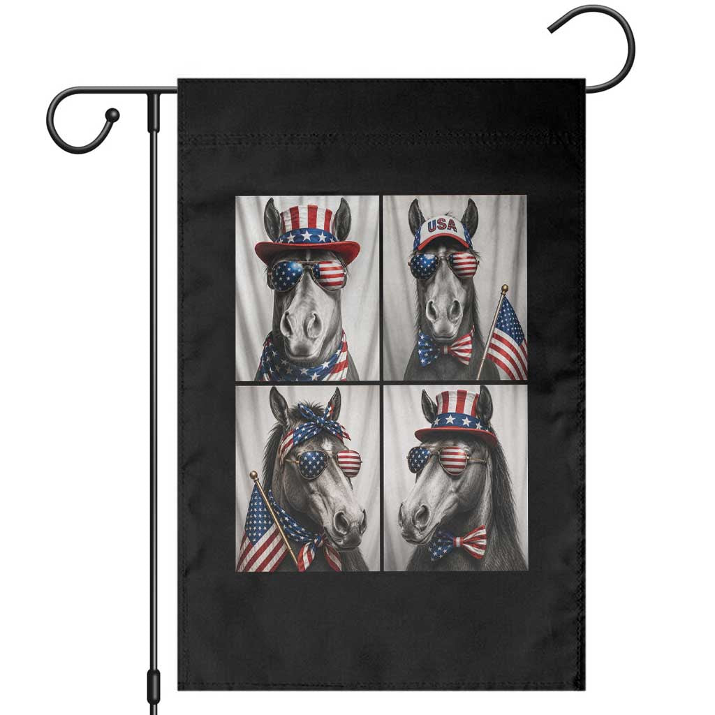 Patriotic Horse Selfie Squad Garden Flag USA Flag Red White And Blue Graphic