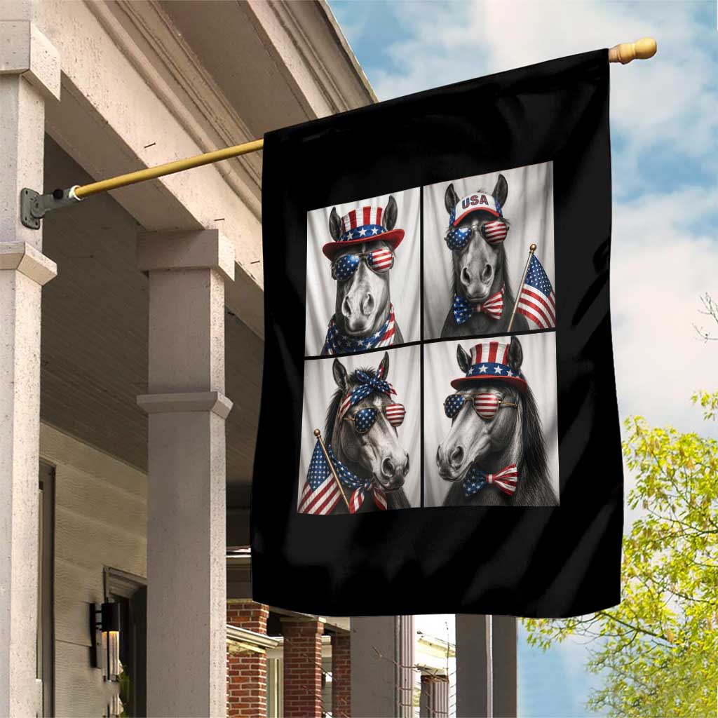 Patriotic Horse Selfie Squad Garden Flag USA Flag Red White And Blue Graphic