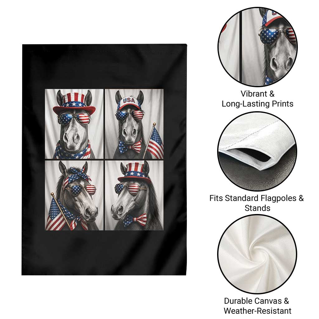 Patriotic Horse Selfie Squad Garden Flag USA Flag Red White And Blue Graphic