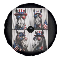 Patriotic Horse Selfie Squad Spare Tire Cover USA Flag Red White And Blue Graphic
