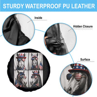 Patriotic Horse Selfie Squad Spare Tire Cover USA Flag Red White And Blue Graphic