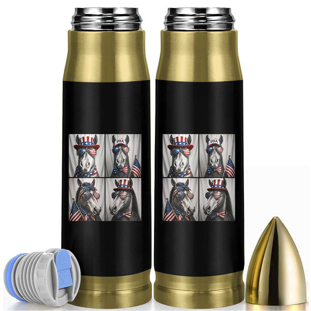 Patriotic Horse Selfie Squad Bullet Tumbler USA Flag Red White And Blue Graphic