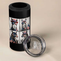 Patriotic Horse Selfie Squad 4 in 1 Can Cooler Tumbler USA Flag Red White And Blue Graphic