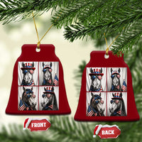 Patriotic Horse Selfie Squad Ceramic Ornament USA Flag Red White And Blue Graphic