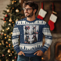 Patriotic Horse Selfie Squad Ugly Christmas Sweater USA Flag Red White And Blue Graphic