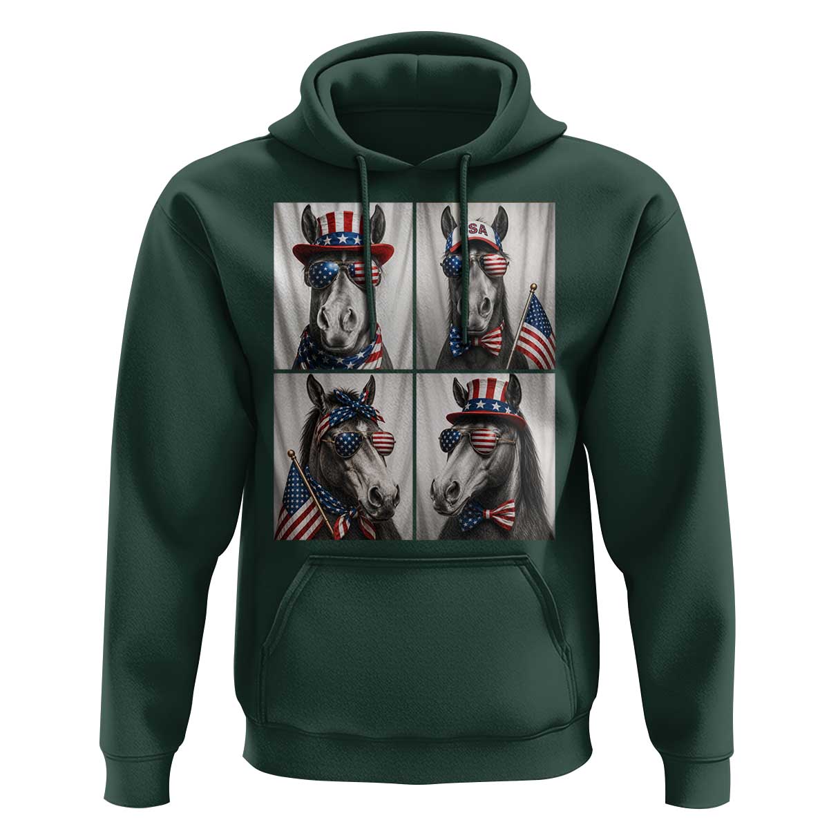 Patriotic Horse Selfie Squad Hoodie USA Flag Red White And Blue Graphic