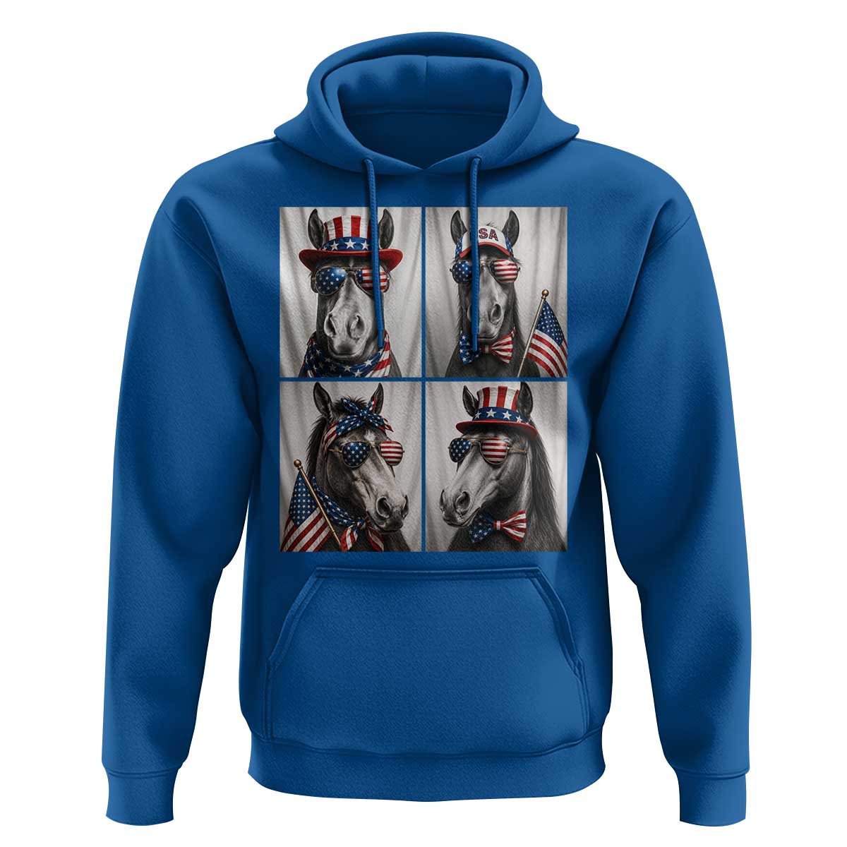 Patriotic Horse Selfie Squad Hoodie USA Flag Red White And Blue Graphic