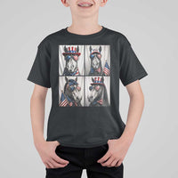 Patriotic Horse Selfie Squad T Shirt For Kid USA Flag Red White And Blue Graphic