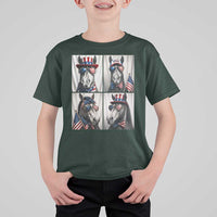 Patriotic Horse Selfie Squad T Shirt For Kid USA Flag Red White And Blue Graphic