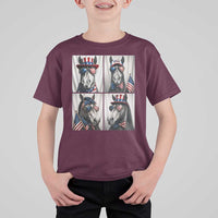 Patriotic Horse Selfie Squad T Shirt For Kid USA Flag Red White And Blue Graphic