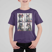Patriotic Horse Selfie Squad T Shirt For Kid USA Flag Red White And Blue Graphic