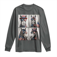 Patriotic Horse Selfie Squad Long Sleeve Shirt USA Flag Red White And Blue Graphic