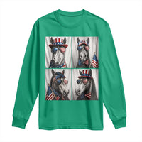 Patriotic Horse Selfie Squad Long Sleeve Shirt USA Flag Red White And Blue Graphic