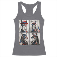 Patriotic Horse Selfie Squad Racerback Tank Top USA Flag Red White And Blue Graphic
