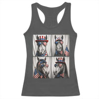 Patriotic Horse Selfie Squad Racerback Tank Top USA Flag Red White And Blue Graphic
