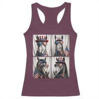 Patriotic Horse Selfie Squad Racerback Tank Top USA Flag Red White And Blue Graphic