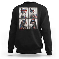 Patriotic Horse Selfie Squad Sweatshirt USA Flag Red White And Blue Graphic