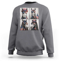 Patriotic Horse Selfie Squad Sweatshirt USA Flag Red White And Blue Graphic