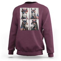 Patriotic Horse Selfie Squad Sweatshirt USA Flag Red White And Blue Graphic