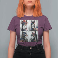 Patriotic Horse Selfie Squad T Shirt For Women USA Flag Red White And Blue Graphic