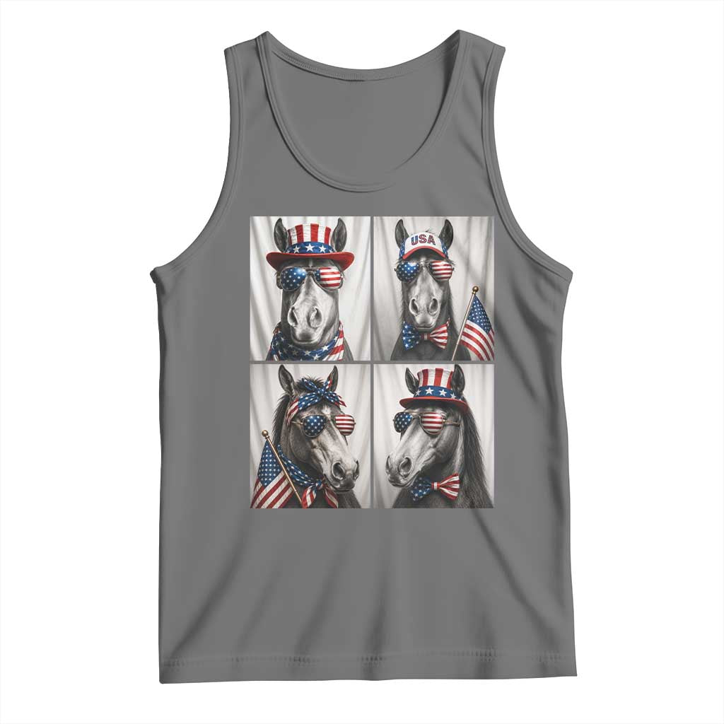 Patriotic Horse Selfie Squad Tank Top USA Flag Red White And Blue Graphic