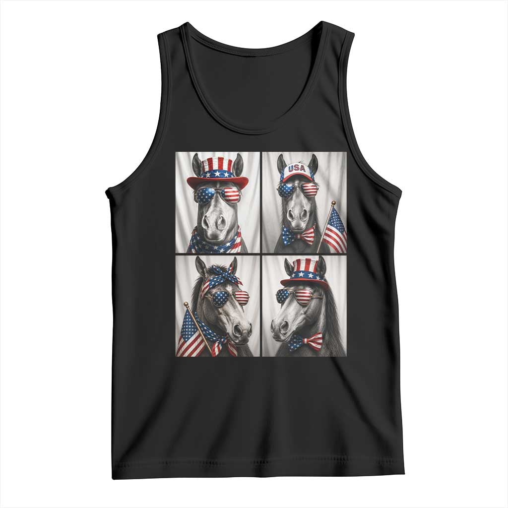 Patriotic Horse Selfie Squad Tank Top USA Flag Red White And Blue Graphic