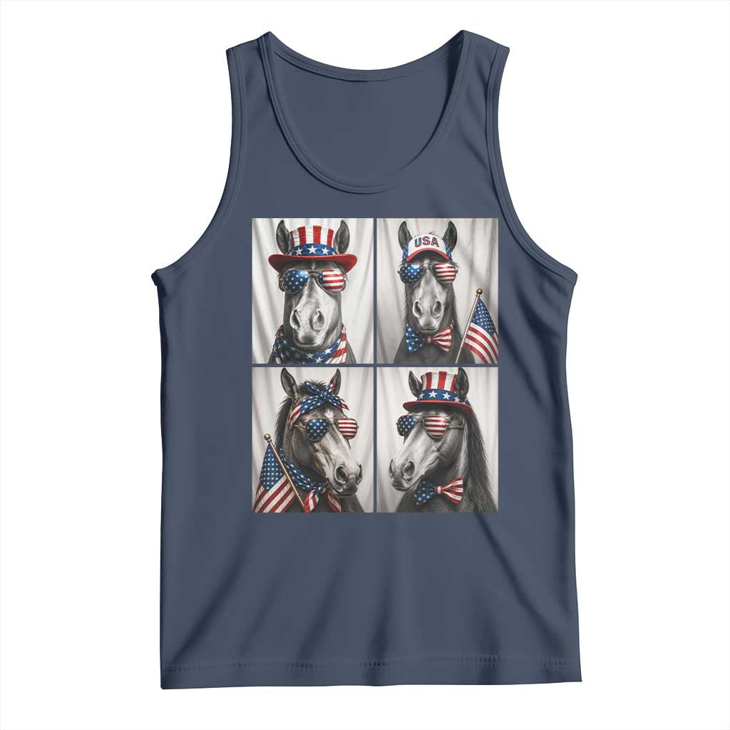 Patriotic Horse Selfie Squad Tank Top USA Flag Red White And Blue Graphic