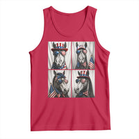 Patriotic Horse Selfie Squad Tank Top USA Flag Red White And Blue Graphic