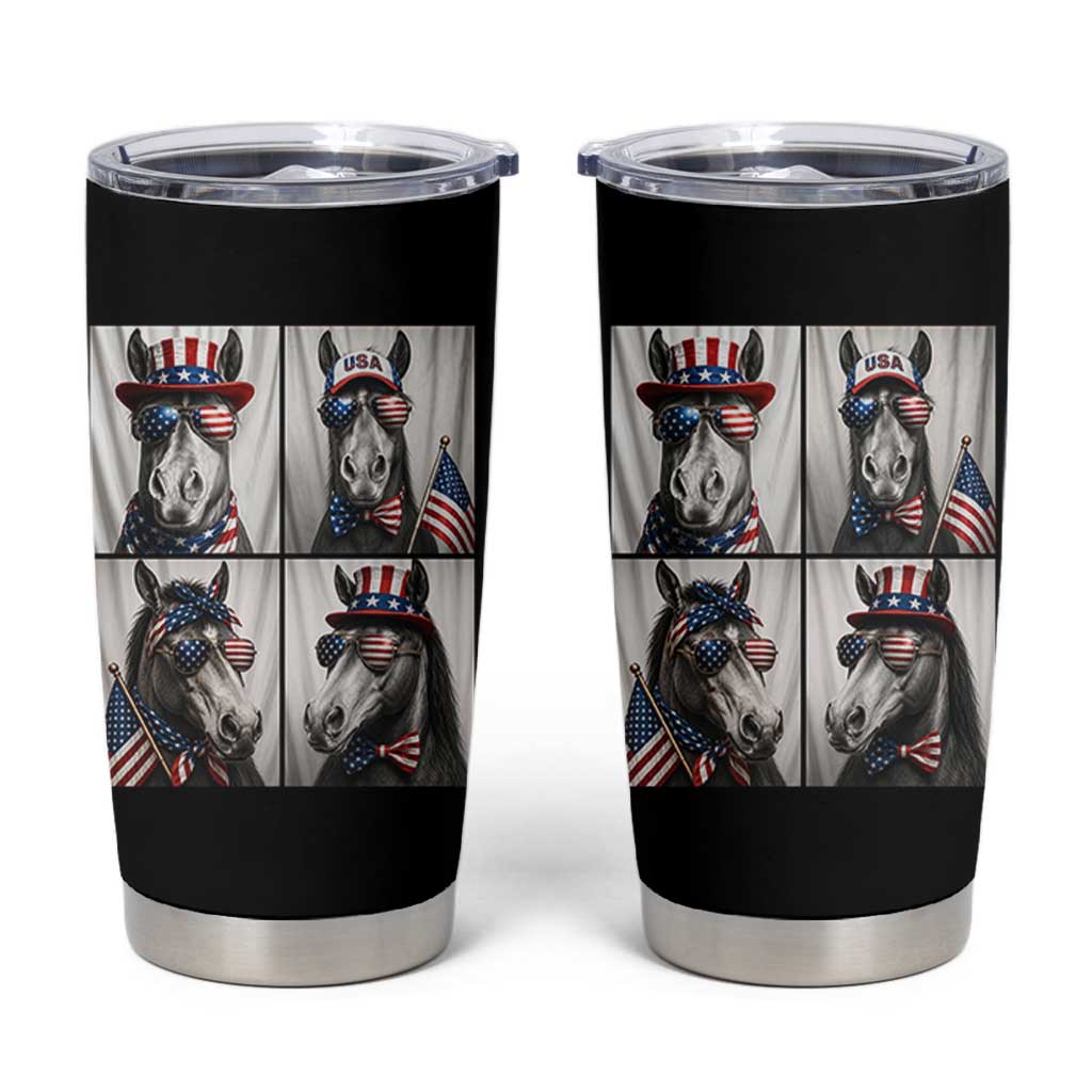 Patriotic Horse Selfie Squad Tumbler Cup USA Flag Red White And Blue Graphic
