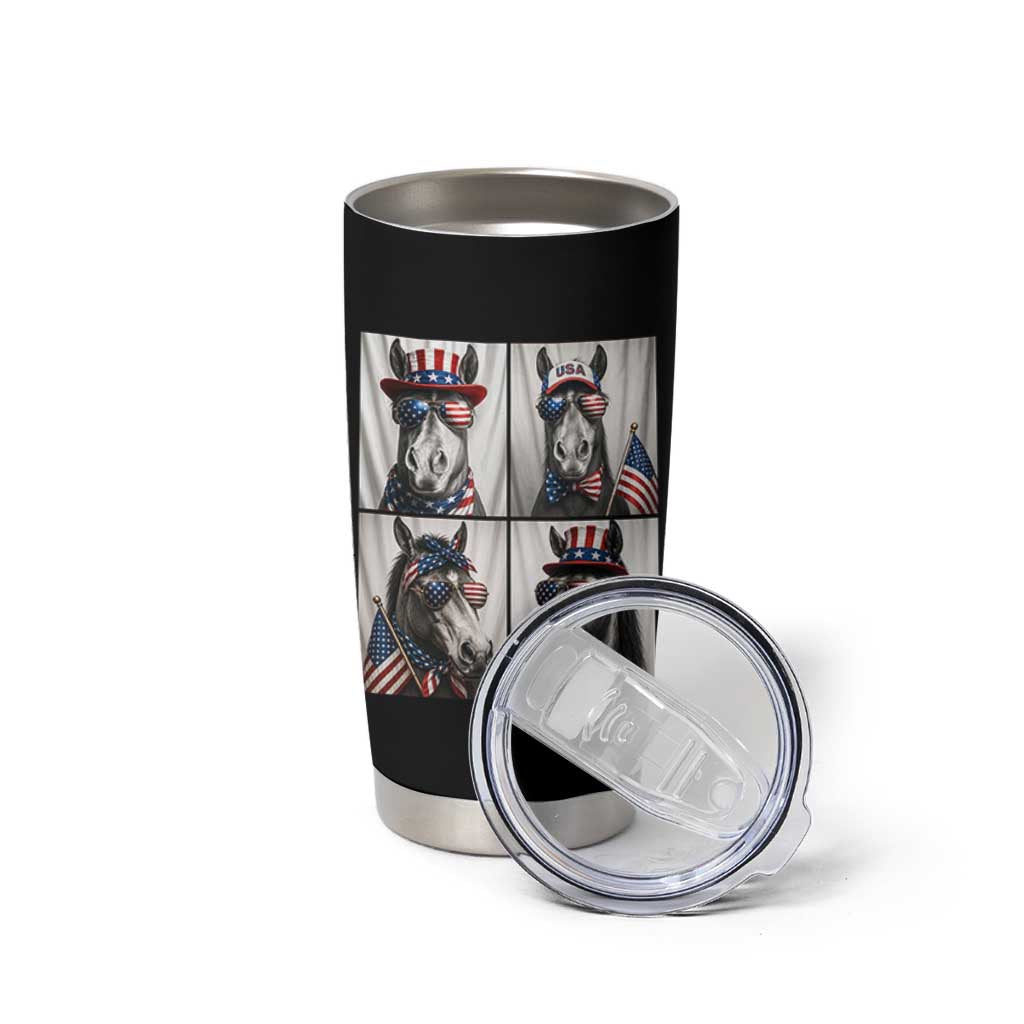 Patriotic Horse Selfie Squad Tumbler Cup USA Flag Red White And Blue Graphic