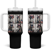 Patriotic Horse Selfie Squad Tumbler With Handle USA Flag Red White And Blue Graphic