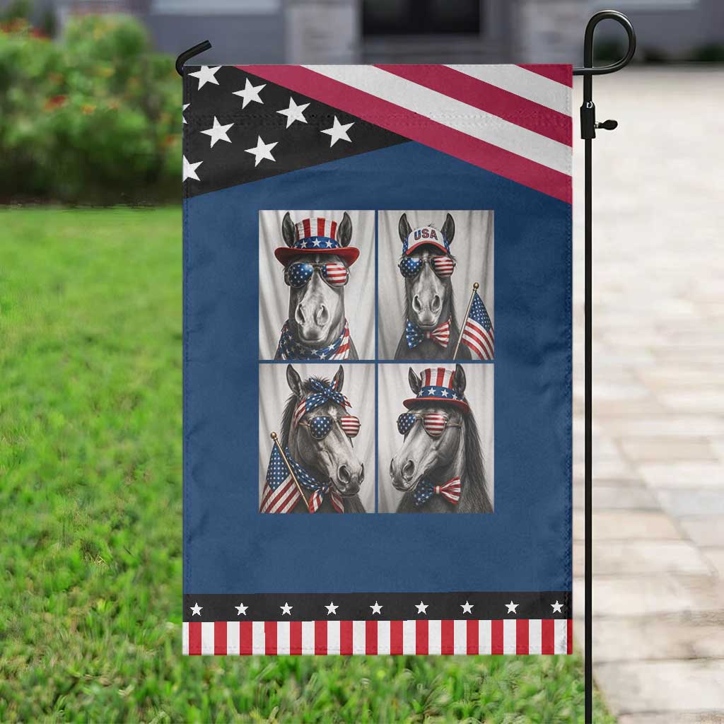 Patriotic Horse Selfie Squad Patriotic Garden Flag USA Flag Red White And Blue Graphic