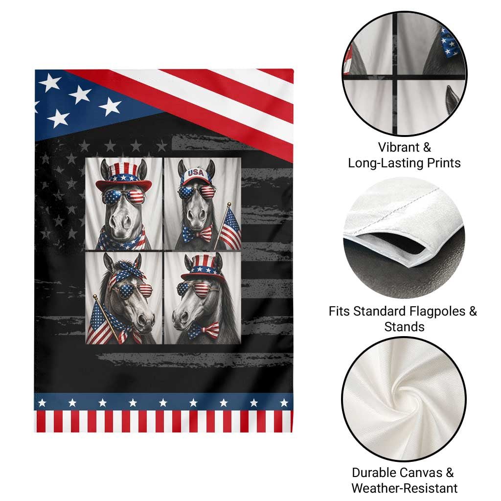 Patriotic Horse Selfie Squad Patriotic Garden Flag USA Flag Red White And Blue Graphic