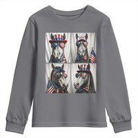 Patriotic Horse Selfie Squad Youth Sweatshirt USA Flag Red White And Blue Graphic