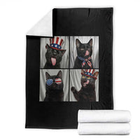 Funny Patriotic Black British Shorthair Cat Selfie Throw Blanket