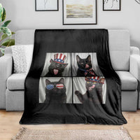 Funny Patriotic Black British Shorthair Cat Selfie Throw Blanket