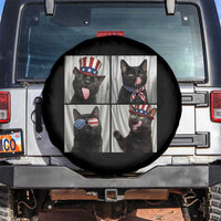 Funny Patriotic Black British Shorthair Cat Selfie Spare Tire Cover