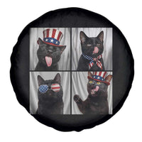 Funny Patriotic Black British Shorthair Cat Selfie Spare Tire Cover