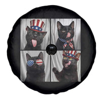 Funny Patriotic Black British Shorthair Cat Selfie Spare Tire Cover