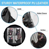 Funny Patriotic Black British Shorthair Cat Selfie Spare Tire Cover