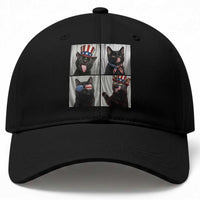Funny Patriotic Black British Shorthair Cat Selfie Baseball Cap