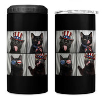Funny Patriotic Black British Shorthair Cat Selfie 4 in 1 Can Cooler Tumbler