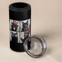 Funny Patriotic Black British Shorthair Cat Selfie 4 in 1 Can Cooler Tumbler