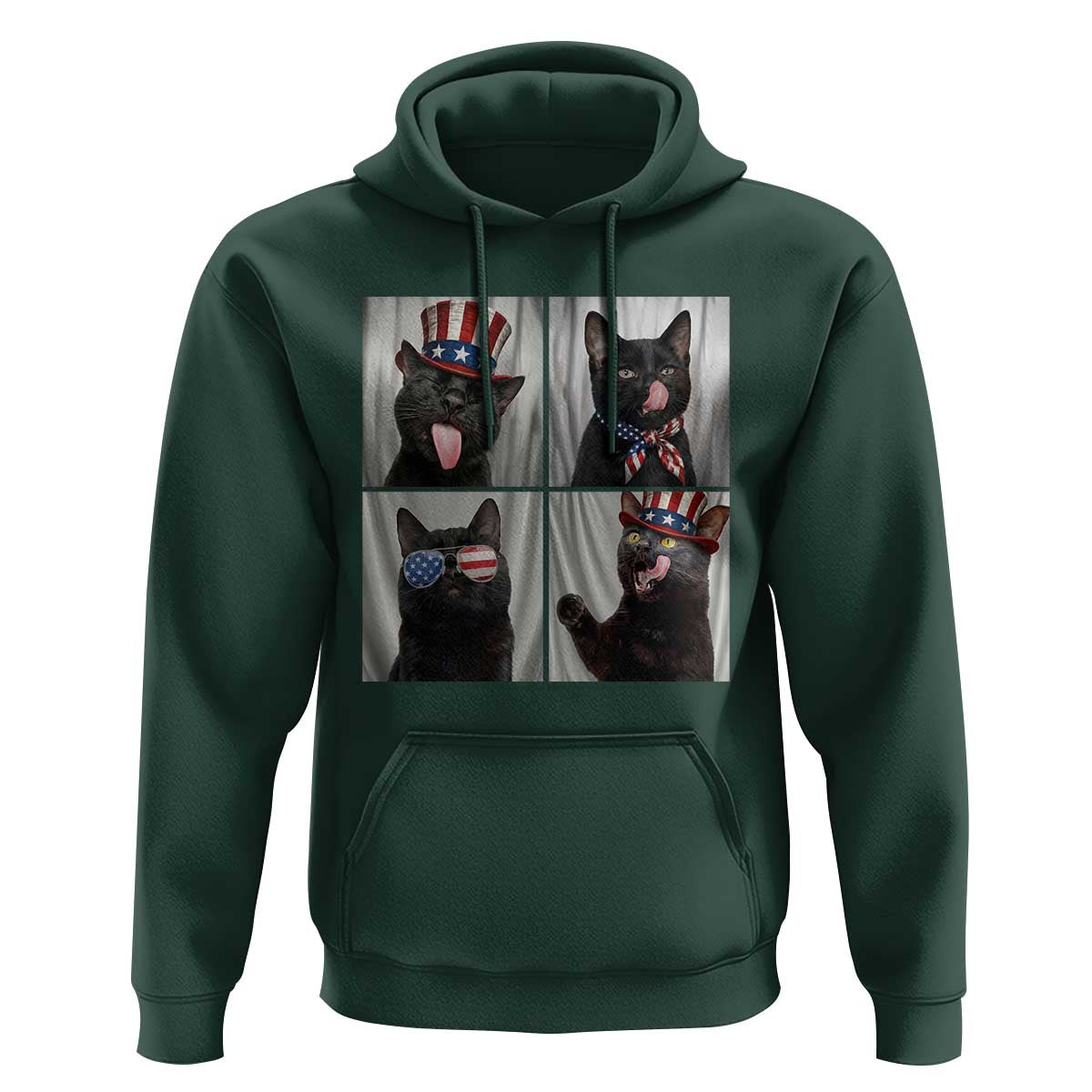 Funny Patriotic Black British Shorthair Cat Selfie Hoodie