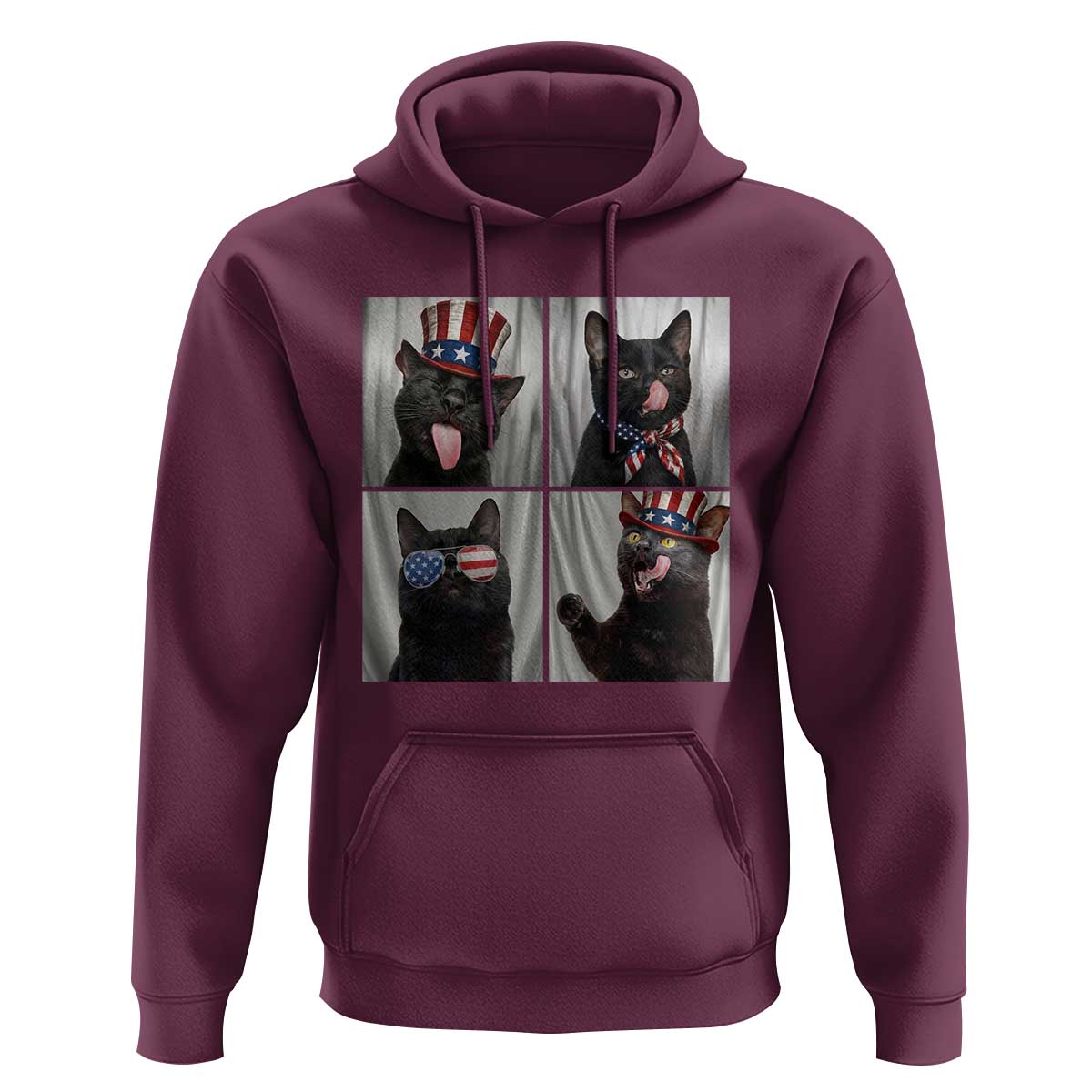Funny Patriotic Black British Shorthair Cat Selfie Hoodie